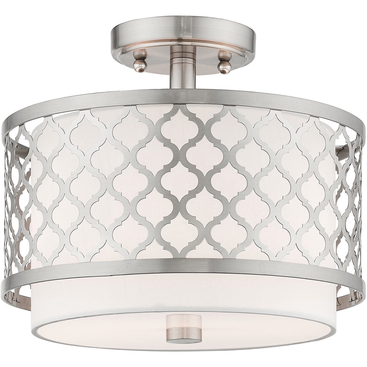 2 Light Brushed Nickel Ceiling Light fixture with Steel base material