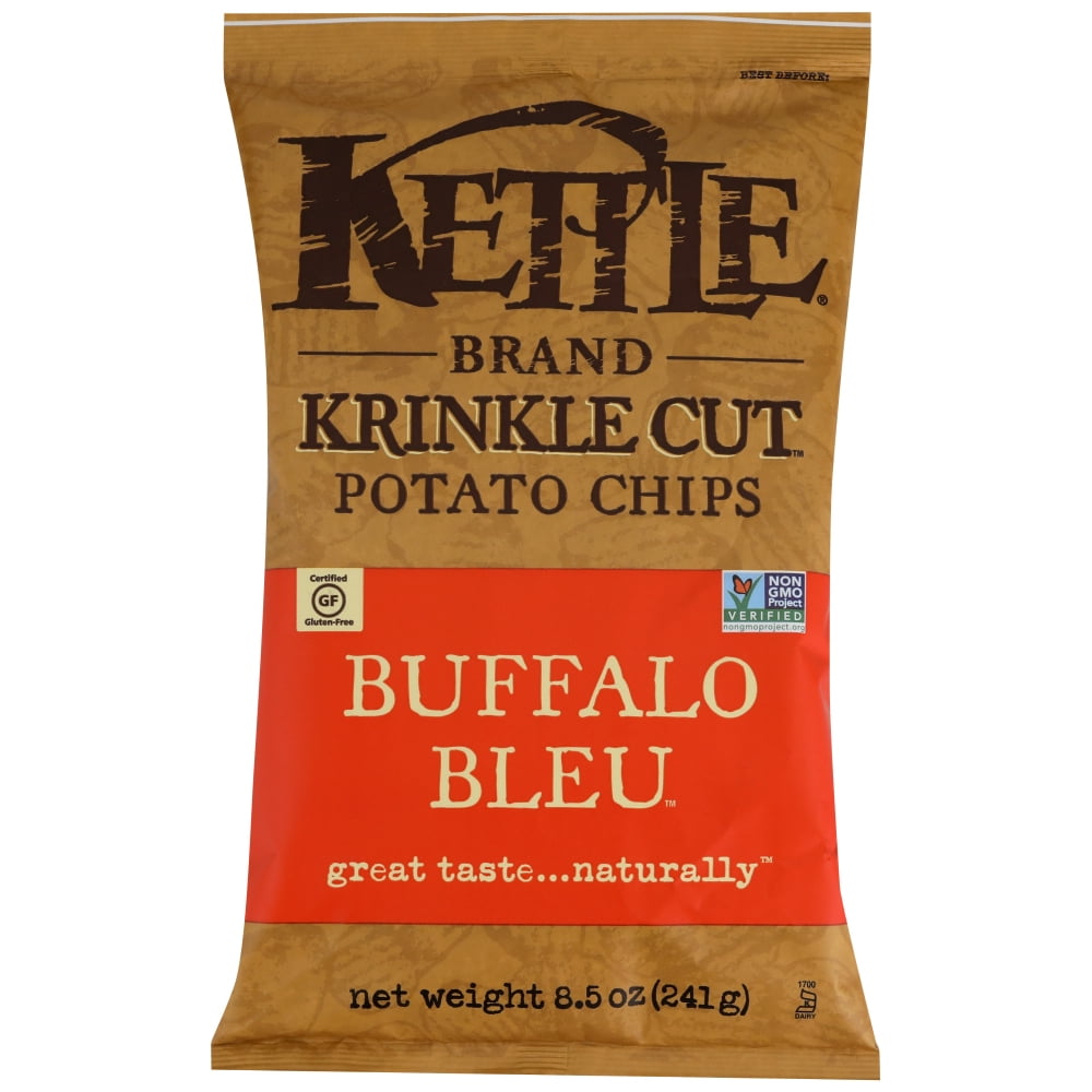 Kettle Brand Buffalo Bleu Krinkle Cut Potato Chips, 8.5 oz, (Pack of 12)