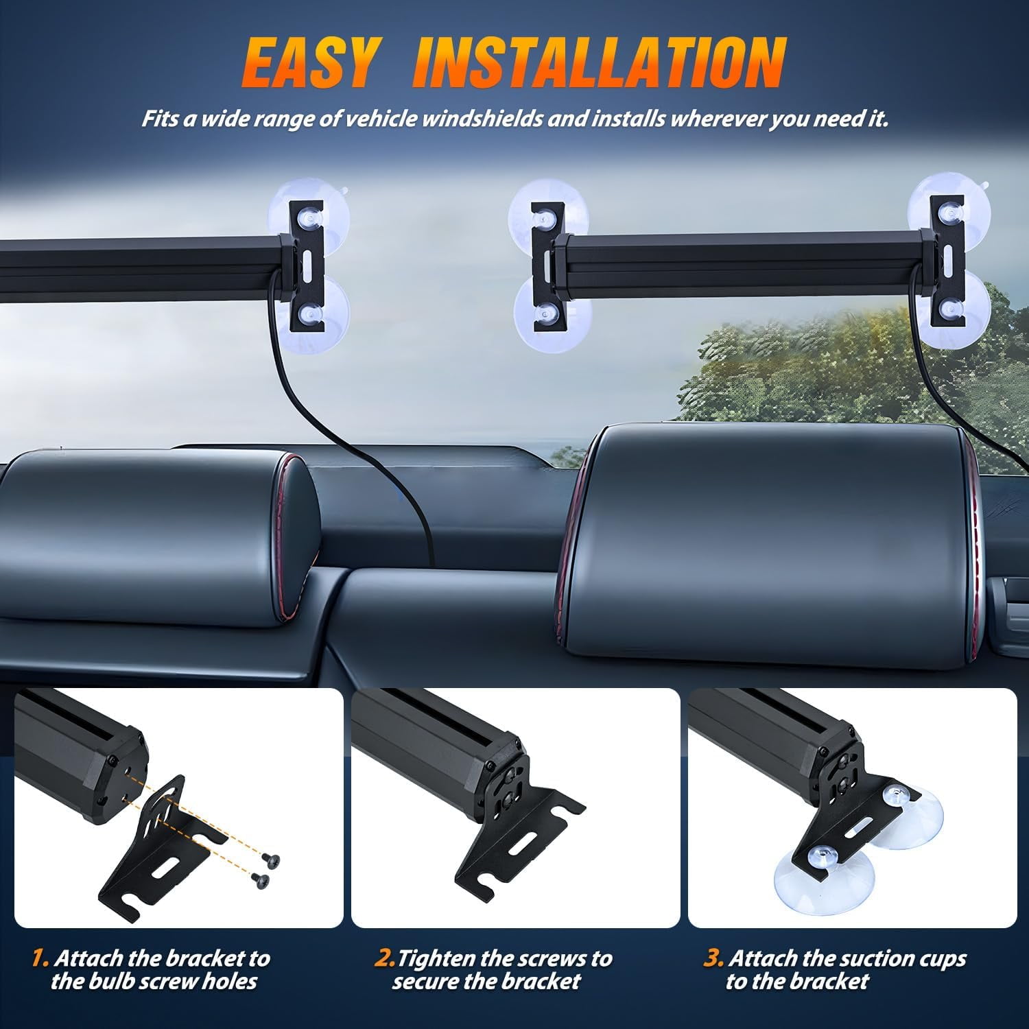 Nilight 40LED Blue Red Emergency Strobe Advisor Light Bar with Suction Cups Dash Safety Warning Hazard Flashing Lights Interior Front/Rear Windshield for Trucks Construction Vehicles