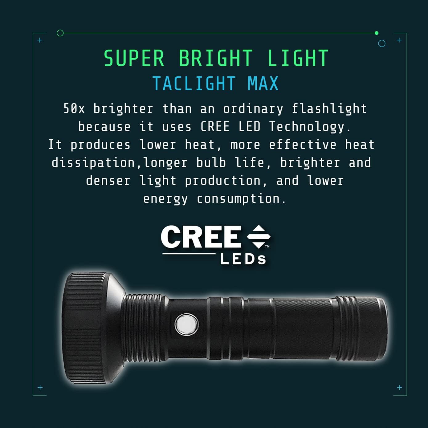 Bell+Howell TacLight Bright led Flashlight Tactical Flashlights Zoom  Function 5 Modes 100,000 Hour Bulb Water Resistant Durable Mini Flashlight  5.4” x