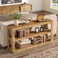 thumbnail image 5 of Finmind Solid Wood Console Table with 3-Tier Storage Shelf, 63" Long Farmhouse Entryway Sofa Table for Hallway, Living Room, Foyer, Light Brown, 5 of 10