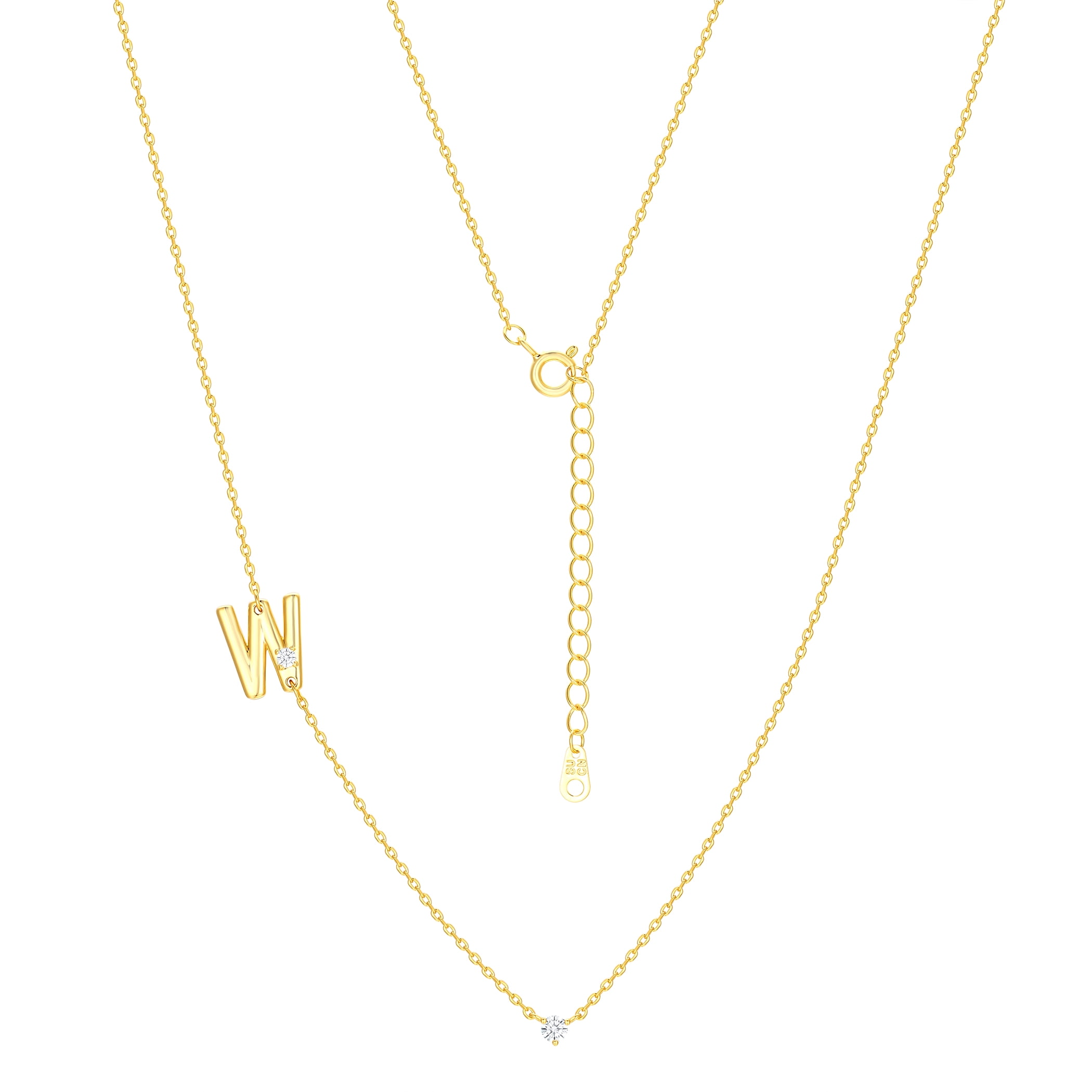 Believe by Brilliance W Triple Chain Initial Necklace Set in 14KT Gold Flash Plated Brass