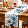 thumbnail image 5 of Blue Grey Spring Floral Cotton Linen Rectangle Table Runners 13"x60", Summer Botanical Flowers Butterfly Coffee Table Runner Dresser Scarves Table Runners for Wedding Party Banquet Dinner Decor, 5 of 8