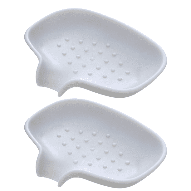 Soporte de esponja de silicona con drenaje automático para platos de cocina | Bandeja de drenaje inclinada y estante para dirigir el agua al fregadero