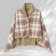 thumbnail image 3 of Shawl Wraps for Women Women's Winter Coral Fleece Double Layer Multifunctional Outdoor Cold Proof And Warm Plaid Blanket Home Shawl Khaki, 3 of 3
