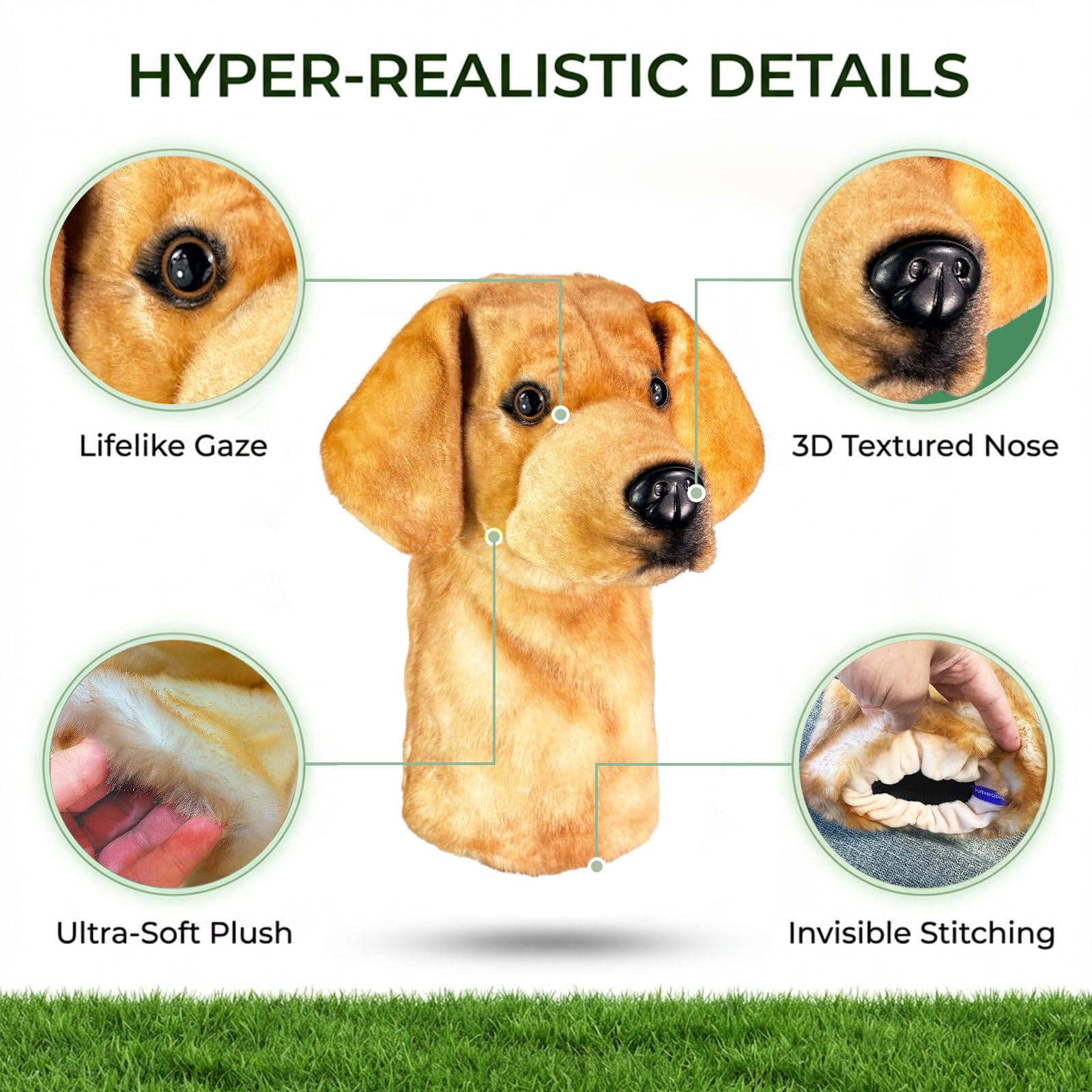 Golden Labrador Club Headcover, Dog Golf Driver & Woods Club Cover, Labrador Dog Golf Head Cover