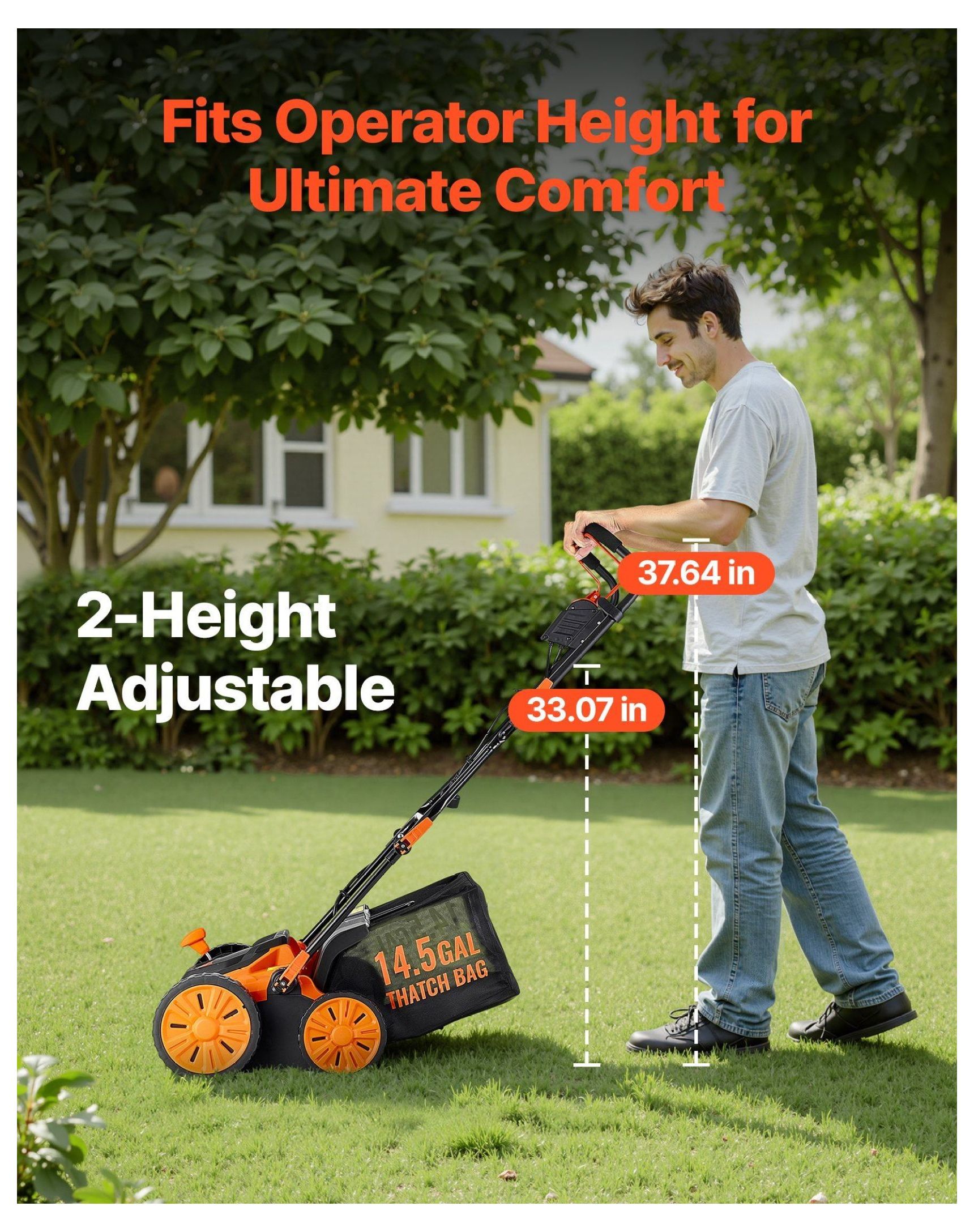 Electric Dethatcher Scarifier, 16-Inch 15 Amp Corded Lawn Tool with Thatch Bag