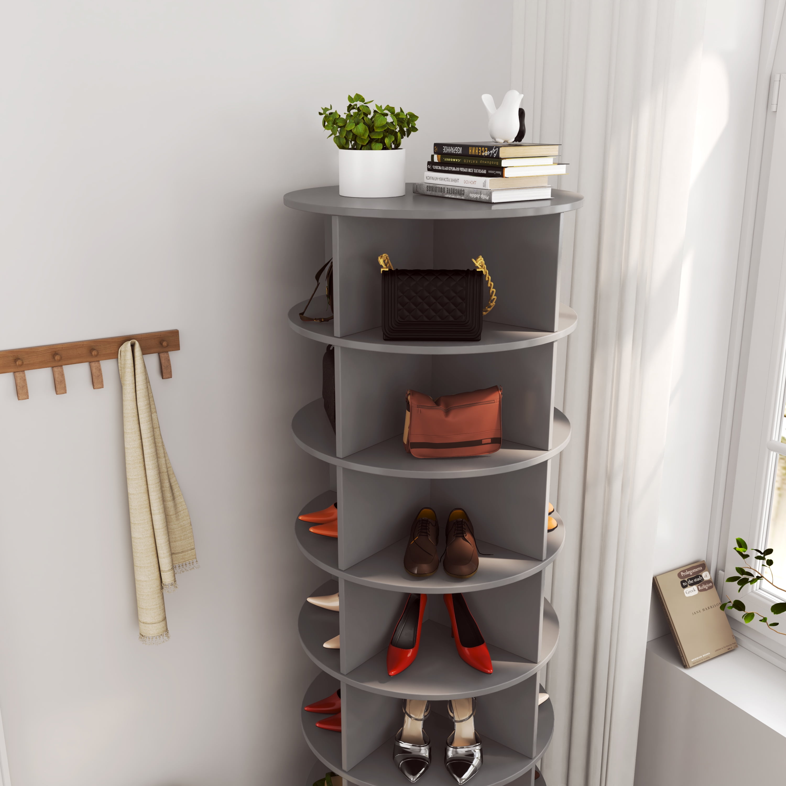 7-Tier Rotating Shoe Rack Tower, Spinning Shoe Display, 360° Rotating Shoe Rack Storage Rotating Organization for Handbag Closet