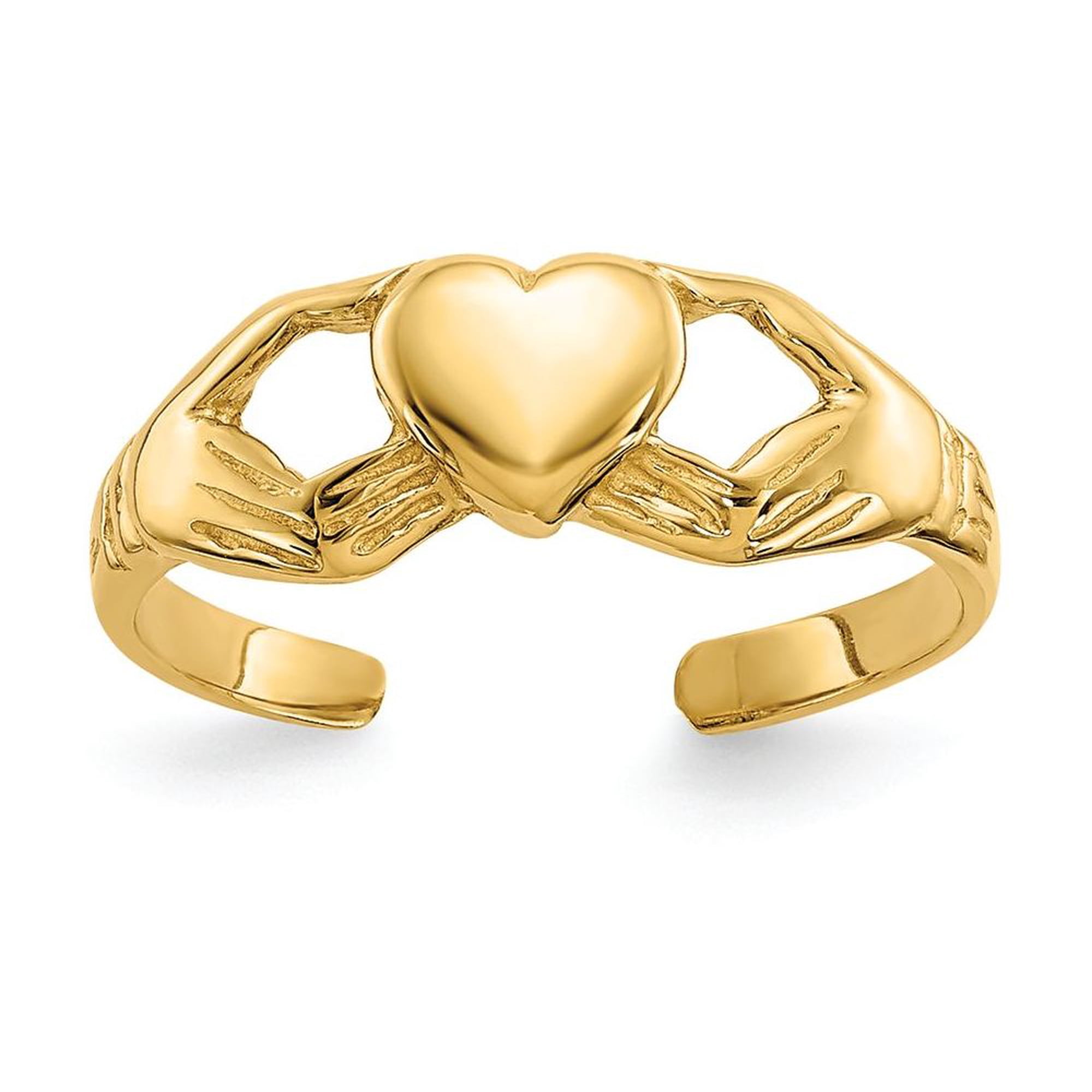 Primal Gold 14 Karat Yellow Gold Polished Claddagh Toe Ring