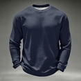 thumbnail image 5 of Oazcsf Mens Waffle Long Sleeve Shirt Thermal Pullover Sweater Crew Neck Lightweight Fall Undershirt Winter Para Big and Tall Men's Top, 5 of 5