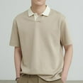 thumbnail image 3 of Mens Korean Summer Short Sleeve Shirt Solid Loose Vintage Comfortable Pullovers, 3 of 11