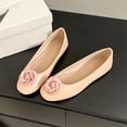 thumbnail image 4 of hoksml Women Round Toe Ballet Flats, Fabric Flower Decor PU Upper Slip On Casual Dress Flat Shoes, 4 of 9