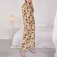 thumbnail image 3 of Gukieu ladybug and flower Print Women's Long Sleeve Pajama Set, Button Top Elastic Pocket Pajama Pants Two Piece Set Home Wear-XX-Large, 3 of 7