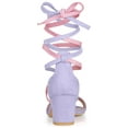 thumbnail image 2 of BLISSFUL STEP Mother's Day Women's Shoes Lace Up Faux Suede Open Toe Chunky Heel Sandals Light Purple 6, 2 of 8
