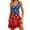 Deep Red, variant on Women's 4th of July Patriotic Dress, Women Sexy V-Neck Sleeveless Mini Dress, Independence Day American Flag Printed Side Pocket Design, Short Skirt Retro Style ,Beige 2XL