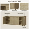 thumbnail image 6 of SICOTAS 64" Boho TV Stand Cabinet for TVs up to 75", Rattan TV Media Console Table with 4 Doors & 2 Adjustable Shelves, Large Curved Farmhouse Tall Entertainment Center for Living Room, Natural Oak, 6 of 10