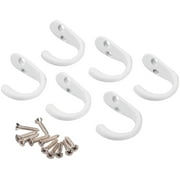Mainstays, Single White Hooks, 6 Pack, Mounting Hardware Included, 10 lb Working Limit