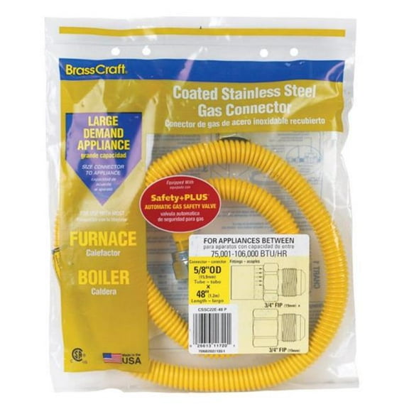 Brasscraft CSSC91R-48P 0.5 x 0.75 x 0.62 in. F48 Stainless Steel Gas Connector