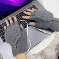 thumbnail image 2 of Ruanlalo Gloves,1 Pair USB Electric Gloves Double-sided Quick Heating Flip Half Finger Stretchy Cold Resistant Safe Autumn Winter Women Men Heated Writing Mittens for Indoor Outdoor, 2 of 6