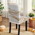 thumbnail image 6 of TSOVTHRID Beige Marble Print Tablecloth Chair Cover Set, Washable Table Cloth with Parsons Chair Slipcovers Protective Set of 4 for Home Restaurant Banquet (5 PCS), 6 of 7