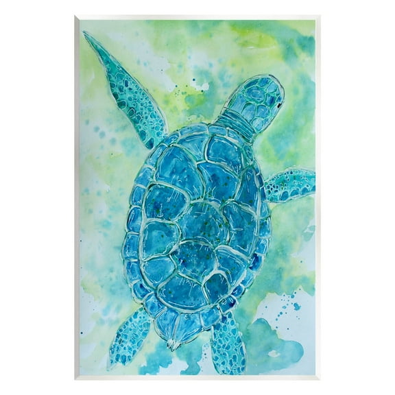 Blue Sea Turtle Aquatic Bubbles Animals & Insects Painting Unframed Art Print Wall Art