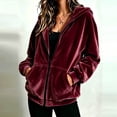 thumbnail image 3 of Velvet Jacket Women Fall Winter Long Raglan Sleeve Casual Zip Up Hoodie Sweatshirt with Pockets Coat Outerwear, 3 of 6
