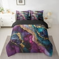 thumbnail image 2 of Homewish Marble Texture Road 7 Pieces Bedding Comforter Set,Gold Glitter Print Full Bedding Set,Modern Fluid Art Fitted Sheet Flat Sheet For Men Women,Breathable Home Decor Reversible, 2 of 8