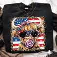 thumbnail image 2 of Patriotic Highland Cow Printed Unisex T-Shirt – Retro USA Flag 4th of July Americana Western Graphic Tee for Men and Women, 2 of 5
