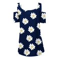 thumbnail image 5 of Mujeres Verano Cremallera Cuello en V Manga corta Estampado sin tirantes Camiseta Tops Blusas Pompotops  hkajfhjk464333, 5 of 5