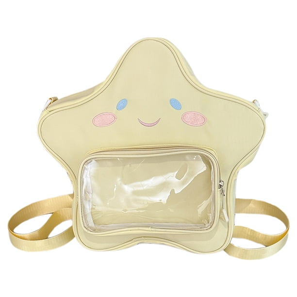 Bolso Hombro Mochila Escolar Kawaii para Mujer Con Nailon Bolsillo Transparente