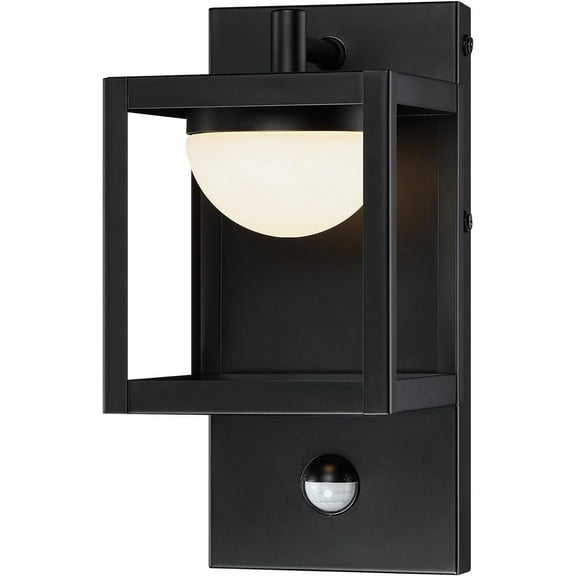10.2"H LED Modern Outdoor Wall Light, 3000K Soft White, Bright 350 Lumens, Motion Sensor Black Wall Lighting Sconce