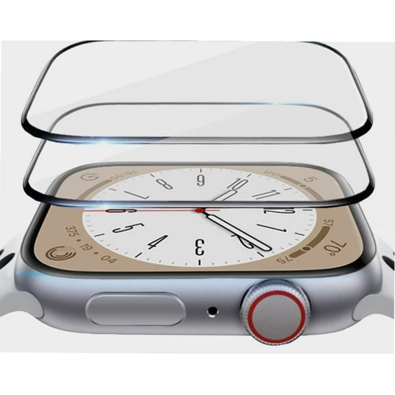 2 Pack Apple Watch Series 8/7 41mm 45mm Tempered Glass Screen Protector,(New Version) Full Screen Coverage Bubble Free Anti-Scratch Waterproof Ultra HD Film for iWatch 8/7 (41mm Black)