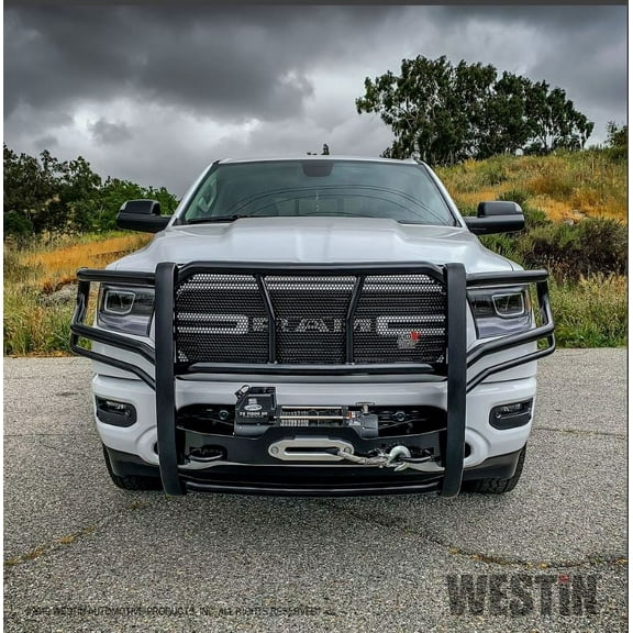 Westin 57-93975 HDX Winch Mount Grille Guard - Black Powdercoat Finish Fits select: 2019 RAM 1500, 2020-2023 RAM 1500 BIG HORN/LONE STAR