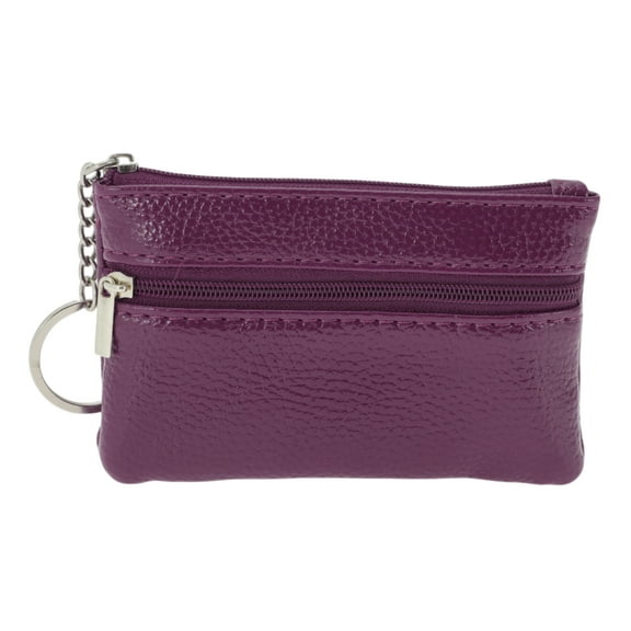 Unique Bargains 1 Pc Coin Purse Wallet Portable Two Zipper Pocket With Pattern Coin Purse Pouch Purple Red