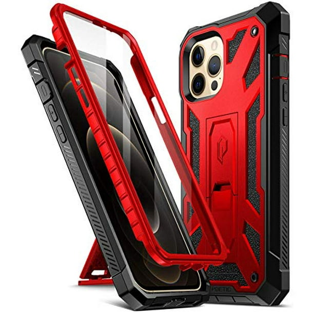 Poetic Spartan Series For Iphone 12 Pro Max 6 7 Inch Case Full Body Rugged Dual Layer Metallic Color Accent With Premium Leather Texture Shockproof Protective Cover With Kickstand Metallic Red Walmart Com Walmart Com