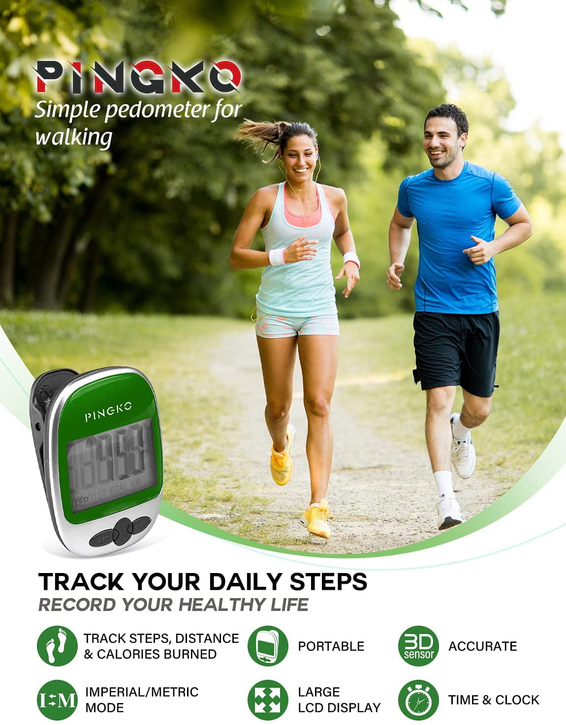 Pingko Walking Pedometer genau verfolgen Schritte Portable Sport Pedometer Fitness 