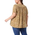 thumbnail image 3 of Agnes Orinda Women's Plus Size Button Down Shirts Floral V Neck Short Sleeve Tops Pleated Casual Summer Blouses 3X Yellow, 3 of 6