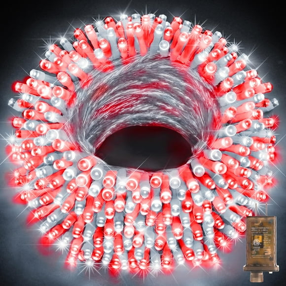 Guirnalda de luces navideñas KNONEW 123 m 1000 LED para exteriores, color rojo y blanco