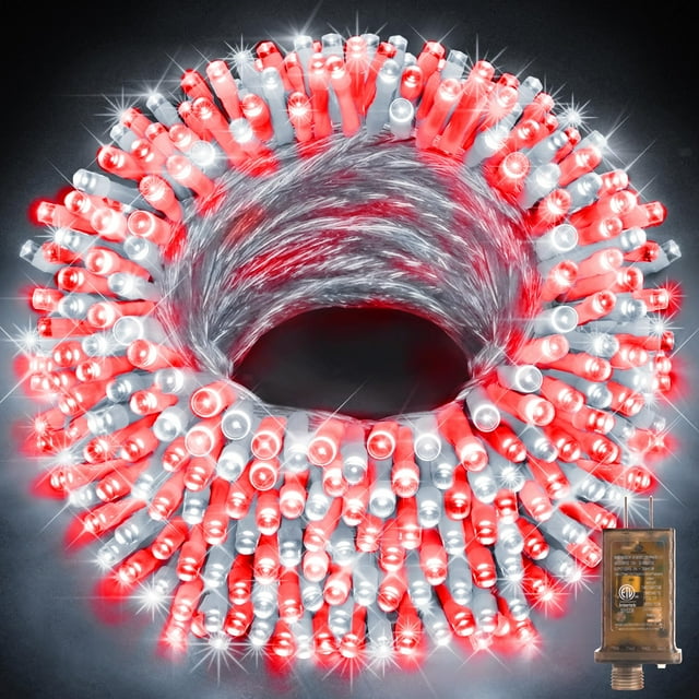 Guirnalda de luces navideñas KNONEW 123 m 1000 LED para exteriores, color rojo y blanco