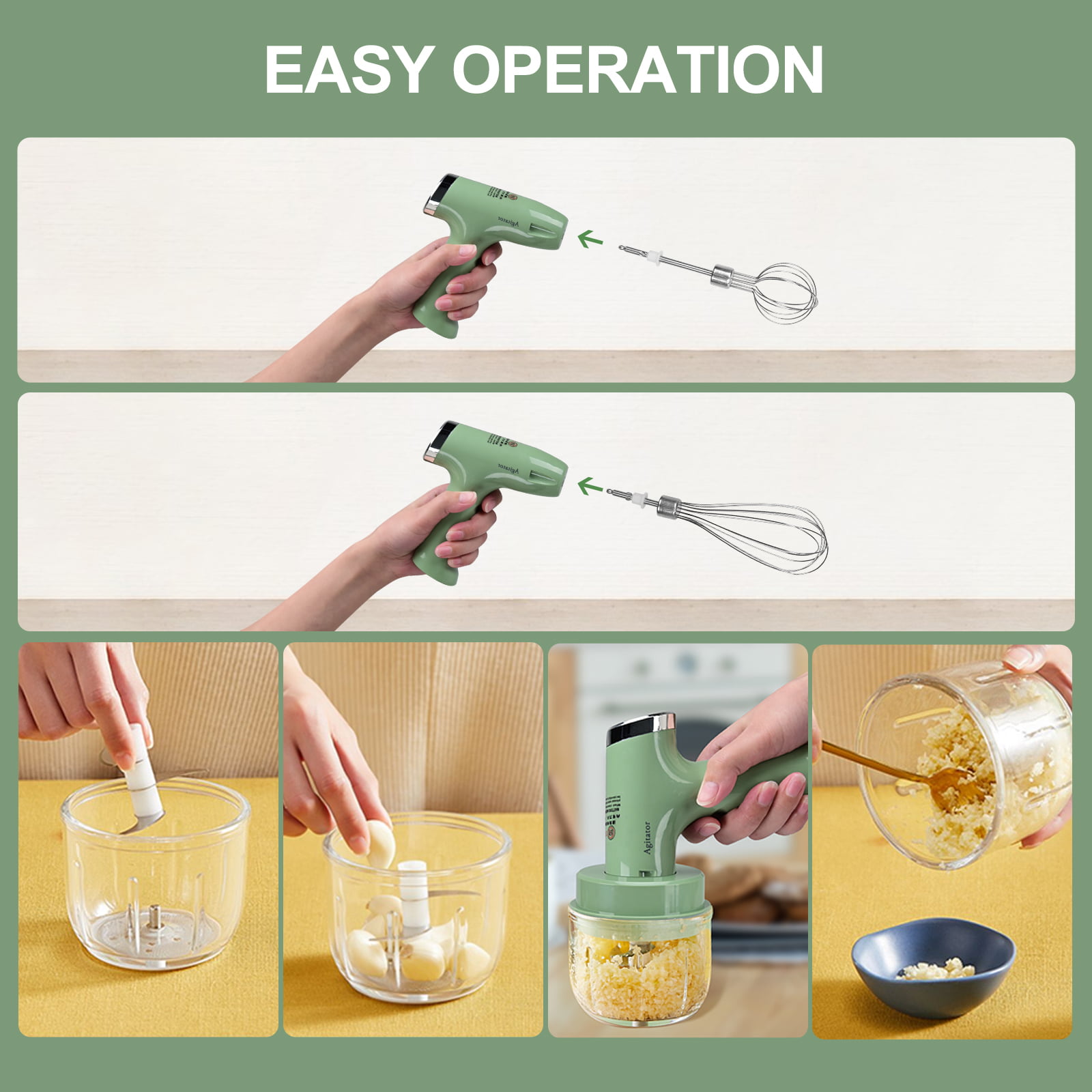 4 In 1 Electric Chopper Vegetable Cutter Set, Lychee Handheld