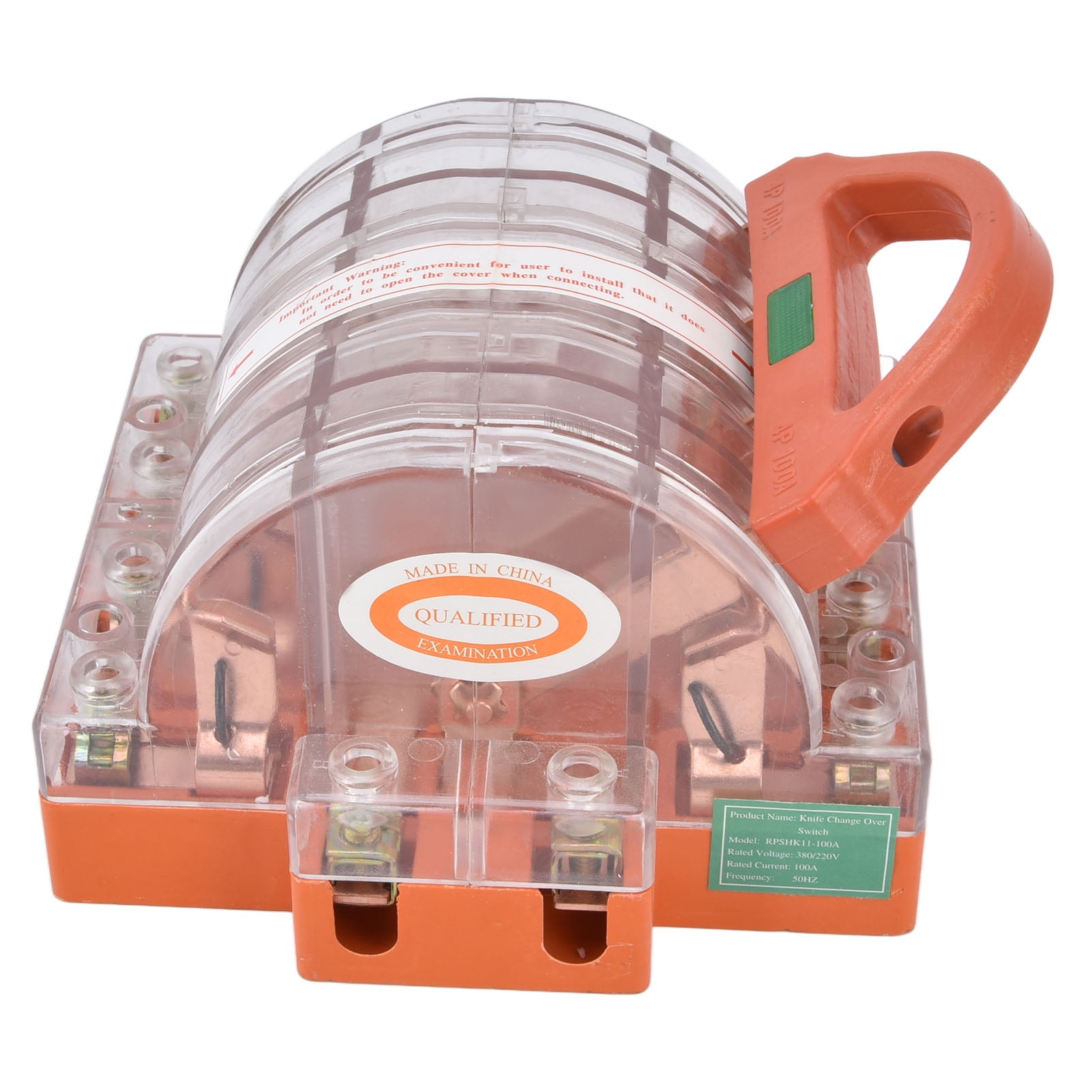 Knife   Switch AC380V 100A 4 Pole Double Throw Transparent Shell LED Indicators Disconnect Knife Switch Laegsmetg