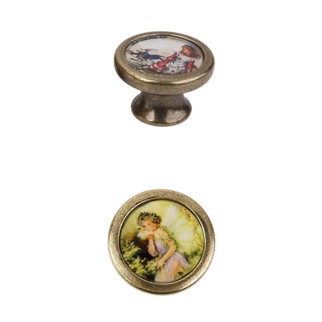 Juego de 2 piezas de estilo rústico impreso puerta de casa armario cajón es es de basura n. degree 1 Zulema Tirador decorativo para muebles