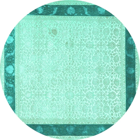 Ahgly Company Indoor Round Persian Turquoise Blue Traditional Area Rugs, 4' Round