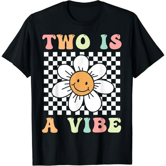 Simple Fit Two Is A Vibe Cute Groovy 2Nd Birthday Party Daisy Flower T-Shirt