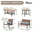 thumbnail image 5 of Olmia 5 Piece Outdoor Wicker Chair Conversation Set Spring Rocking Chair with Cushions,Pillows,Tables,Brown, 5 of 7