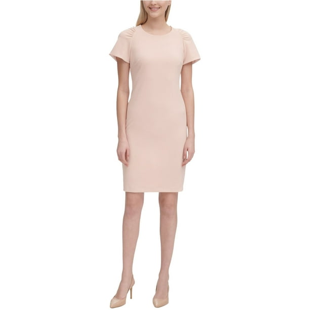 Calvin Klein Womens Puff Shoulder Sheath Dress, Pink, 4 