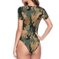 thumbnail image 4 of Haiem Camouflage Rabbit Women's Crew Neck Short Sleeve Bodysuit Tops Stretchy Slim Basic-XX-Large, 4 of 9