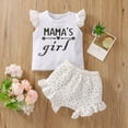 thumbnail image 2 of Summer Baby Girls Casual Letter Print Short Sleeve T-shirt Tops Ruffle Shorts Outfits Set,6-24 Months, 2 of 9