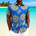 thumbnail image 2 of BangWanChi Men's Beach Vacation Hawaii Print Shirts Top Short Sleeve Collared Open Placket Casual Tops, 2 of 6