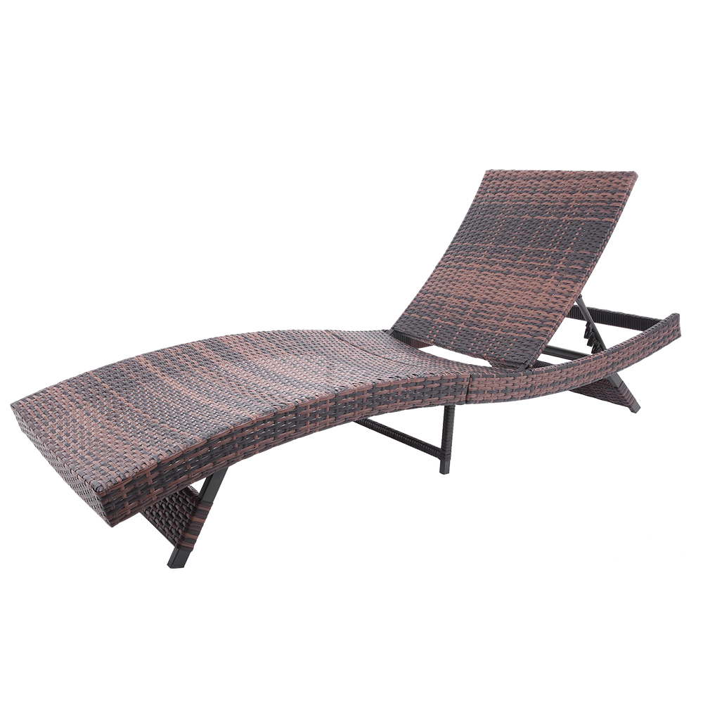 Folded Outdoor Wicker Chaise Lounge Chair, S Style Patio Chaise Lounge Embossing Vines Chaise Lounge Chair Portable Recliner Chaise Chairs for Beach, Brown - image 4 of 8
